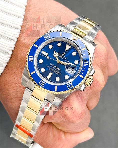 rolex two tone blue replica submariner|rolex submariner blue bezel price.